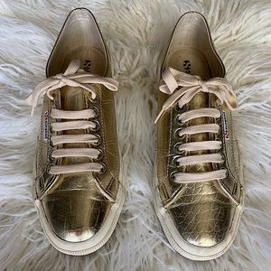 Metallic Gold Alligator 🐊 Print Superga Sneakers